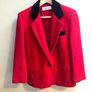 Red wool Blazer with velvet Accents sm